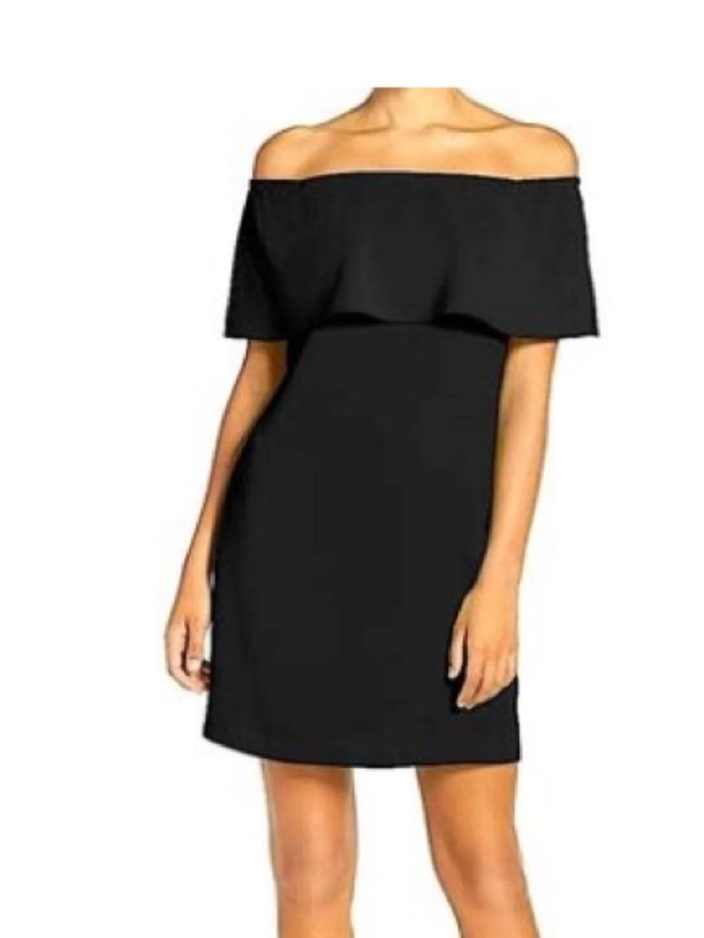 Charles Henry Black Off-Shoulder Draped Cocktail Dress - LBD - staple - wedding